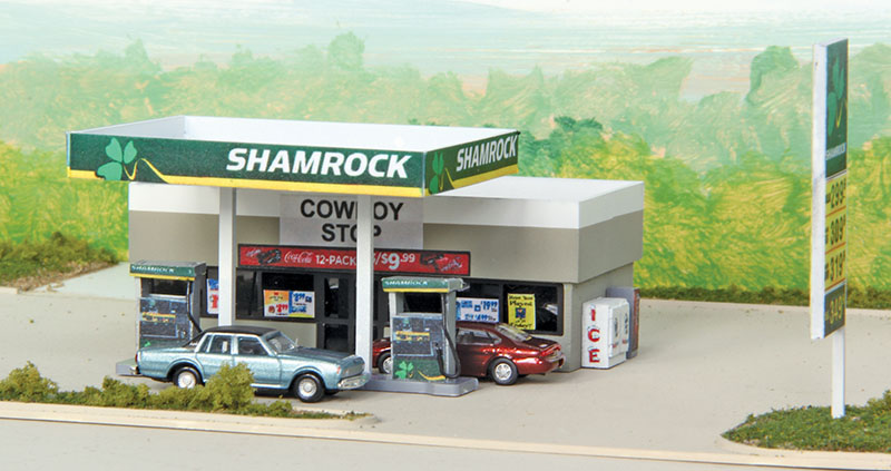 Shamrock gas station kit in N scale from Summit