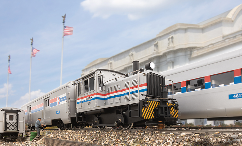 LGB G-scale Amtrak switcher comes equipped with DCC and sound