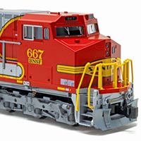 Patched C44-9W units from Kato in N Scale