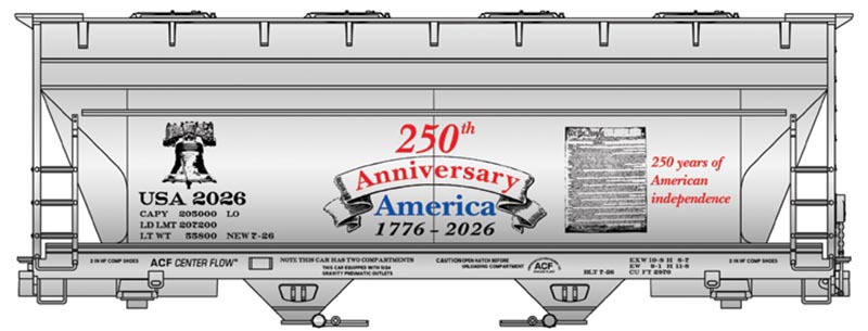 Accurail introduces America’s 250th Anniversary two-bay CenterFlow hopper kit in HO scale